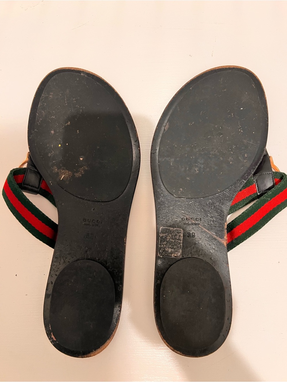 Gucci Black Jelly Sandals with Red & Green Web and Gold GG - Picture 3 of 3